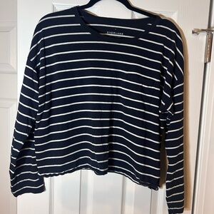 Everlane Striped Black and White Cropped Long Sleeve Top